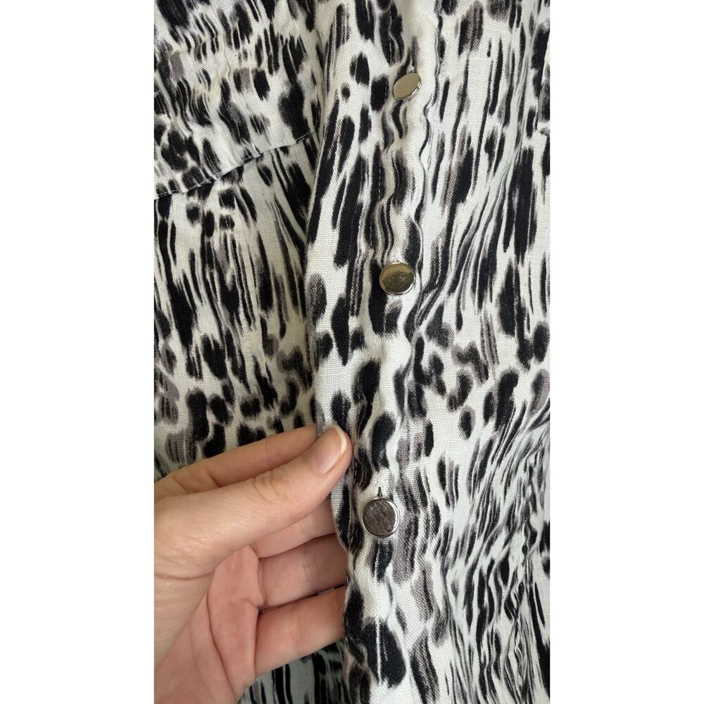 JM Collection Woman 100% Linen Animal Print Button Blouse Shirt Top Plus 24W - Picture 6 of 9